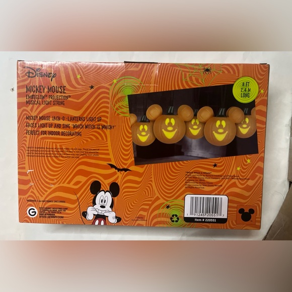 Disney Halloween Mickey Mouse Musical Projection String Lights 8 Ft Long 🎃🧡 - Picture 3 of 4